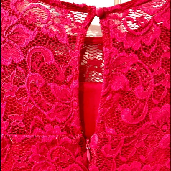 ♥️ SOCIAL STORIES misses evening all over red lace dress long sleeve sizeM NWT - Picture 5 of 8